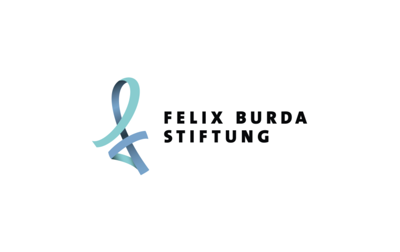 blau türkises f und schwarze Schrift, Felix Burda Stiftung Logo