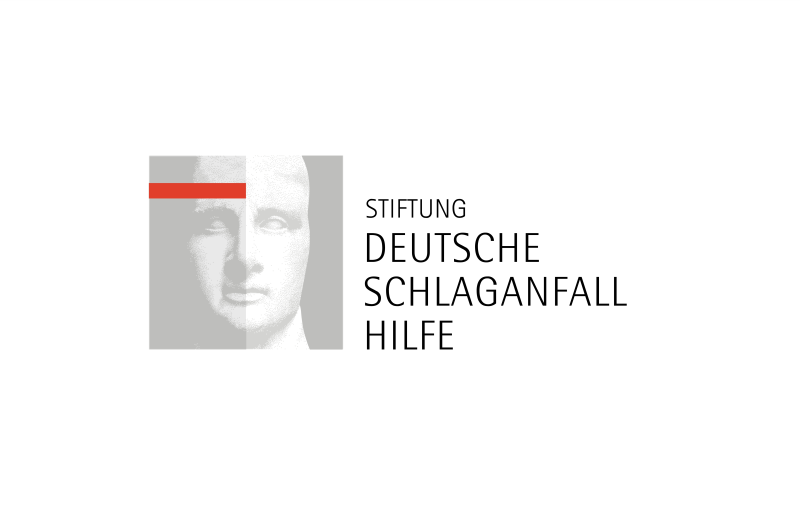 grau rotes Deutsche Schlaganfallhilfe Logo, Gesicht aus Graustufen