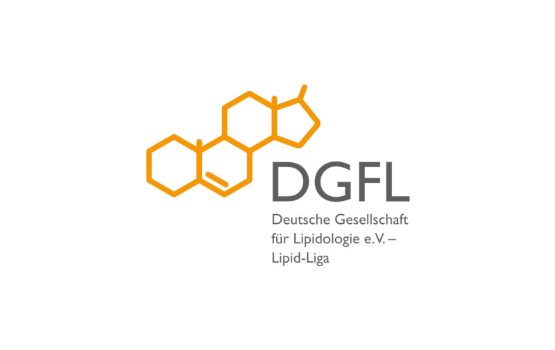 gelbe chemische Struktur, DGFF (Lipid-Liga) e.V. Logo