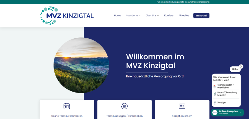 Screenshot von der Homepage MVZ Kinzigtal