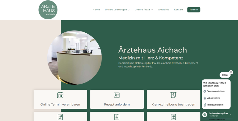 Ansicht der neuen und modernen Website 