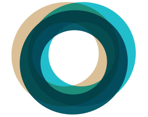 Corpore Logo Abstrakte Kreise in Blau und Beige