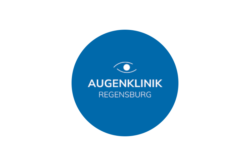 Blaues Logo mit weißer Schrift von der Augenklinik Regensburg