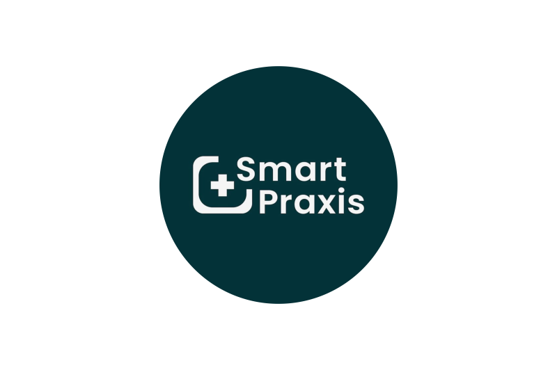 Grünes Logo mit weißer Schrift von der Smartpraxis