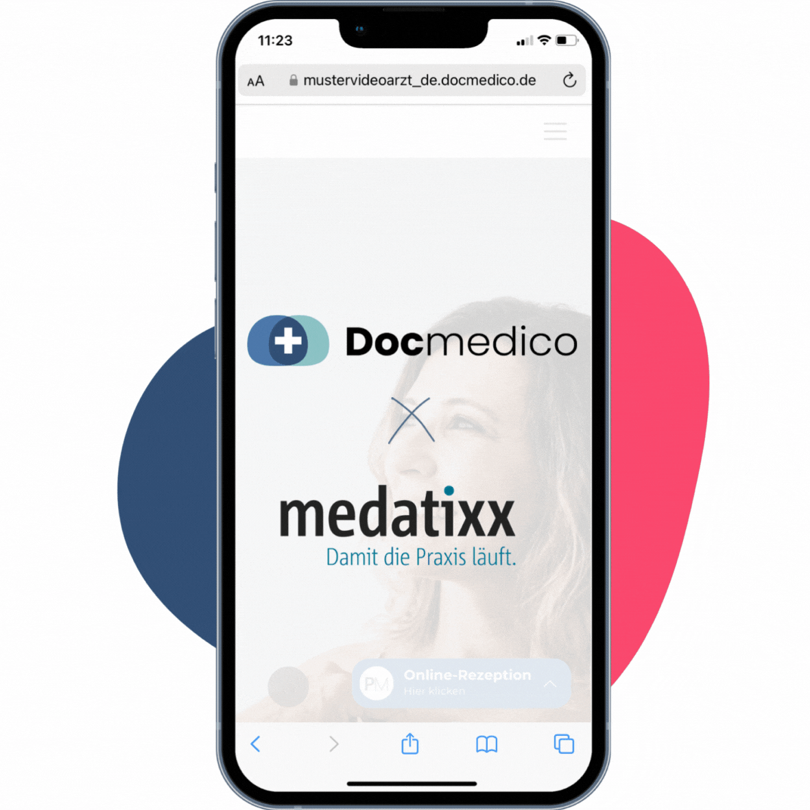 Handy zeigt die beiden Logos von Docmedico und medatixx
