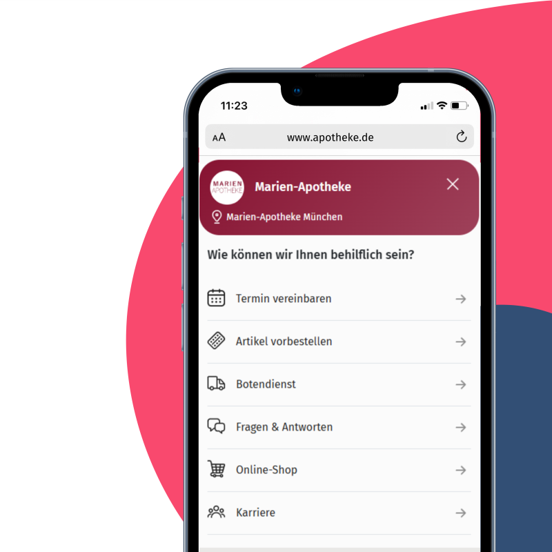 iPhone, auf dem man die Online-Rezeption von Docmedico sieht