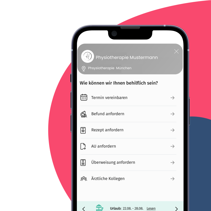 iPhone, auf dem man die Online-Rezeption von Docmedico sieht