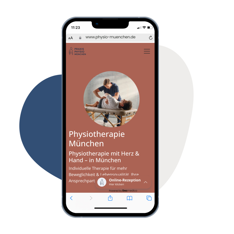 iPhone, auf dem man die Website einer Physiopraxis sieht