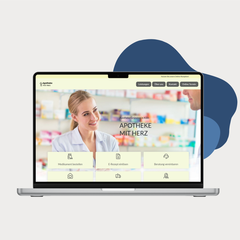 Bildschirm mit einer Website einer Apotheke