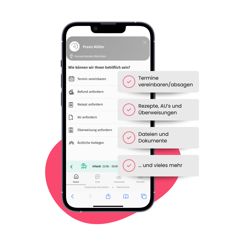 Handy mit der Online-Rezeption von Docmedico