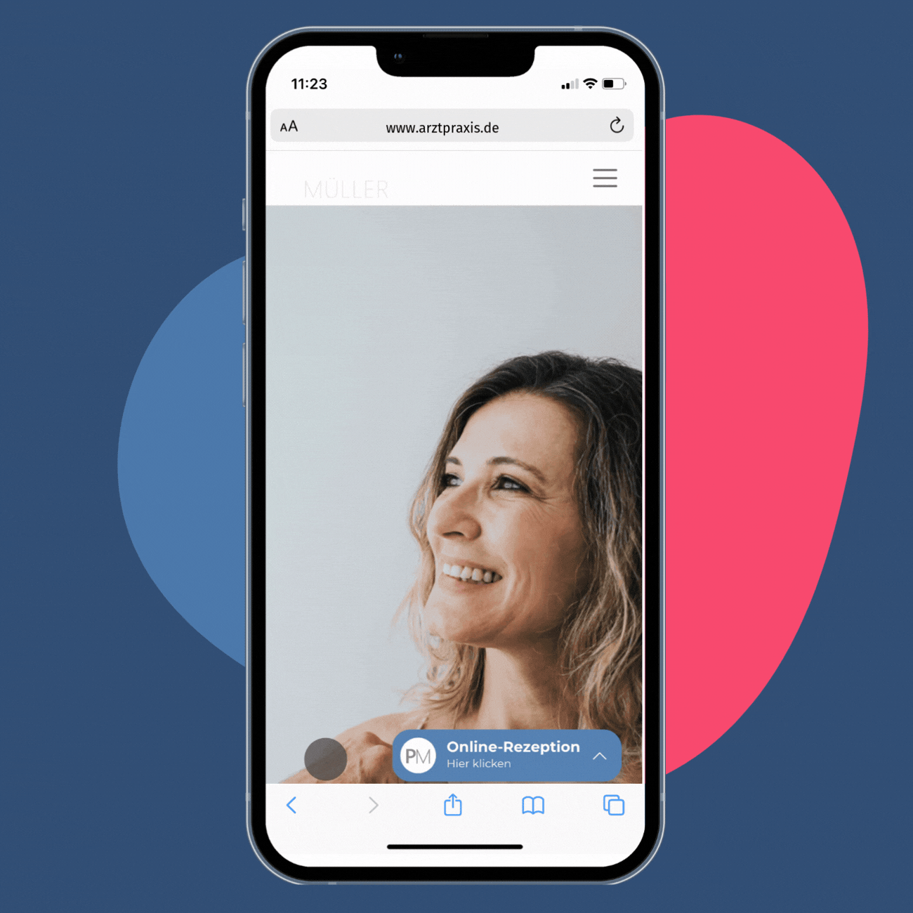 ein iPhone mit der Docmedico Online-Rezeption