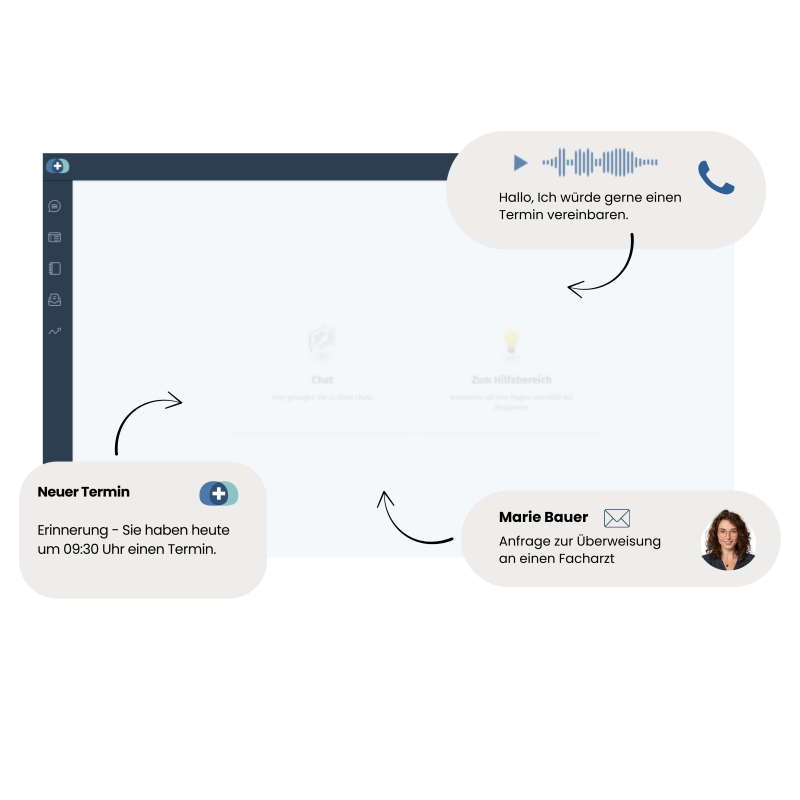 Bild der Oberfläche der Online-Rezeption von Docmedico mit verschiedenen Textfeldern