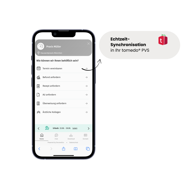 Ein Smartphone zeigt die Funktion "Echtzeit-Synchronisation" 