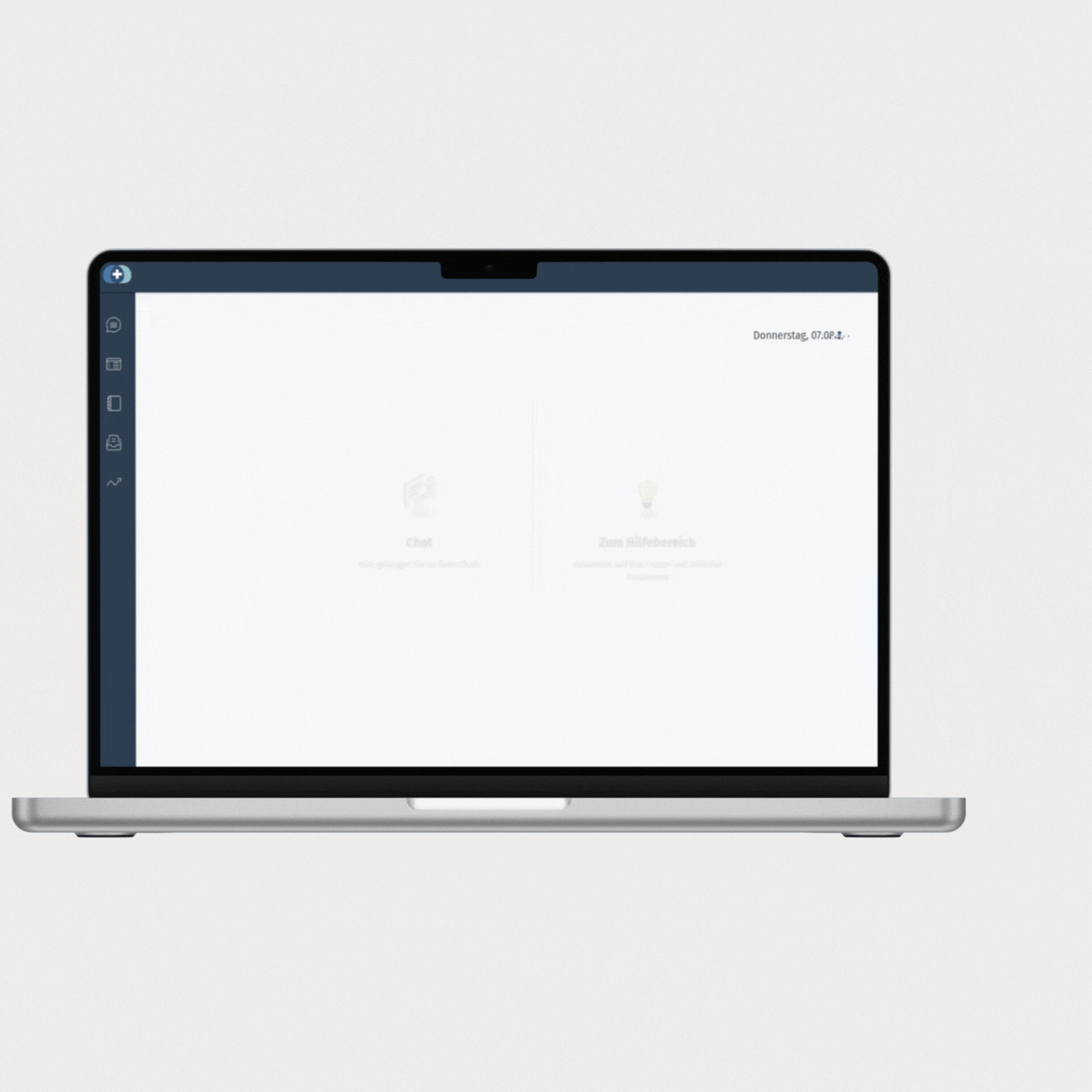 Ein Laptop zeigt drei verschiedene Funktionen der Schnittstelle an