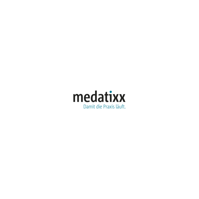 Schwarz und blaues Logo von medatixx