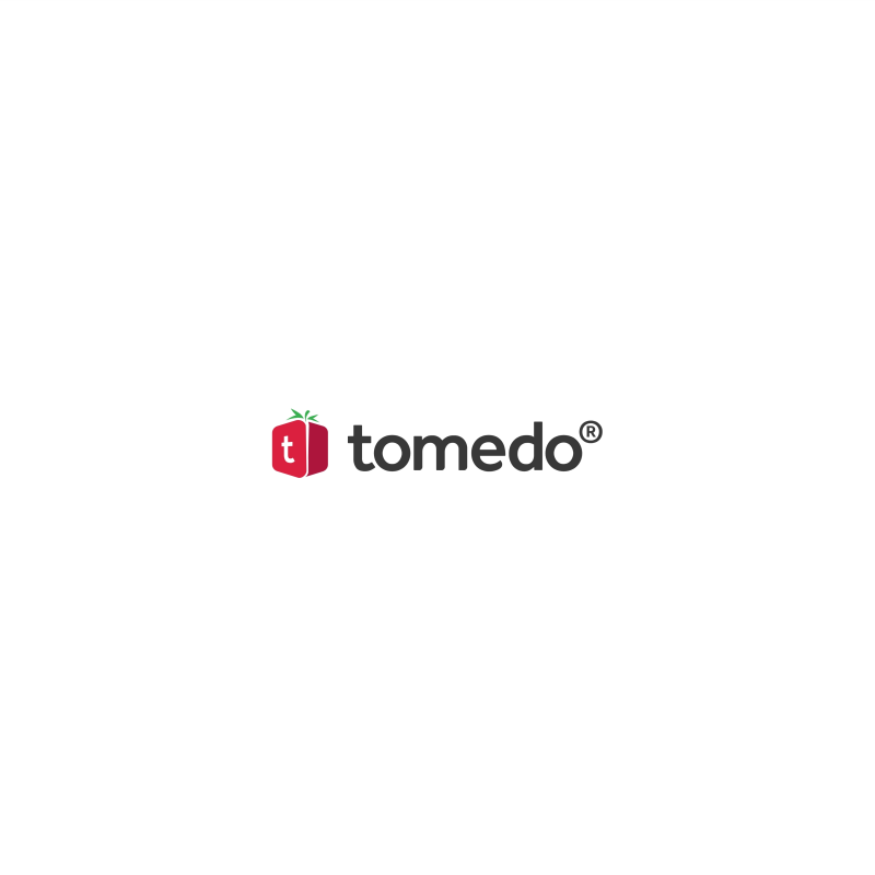 Rot und schwarzes Logo von tomedo