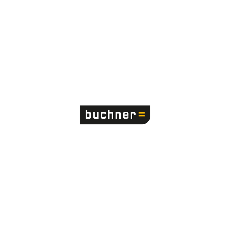 Schwarzes und oranges Logo von buchner